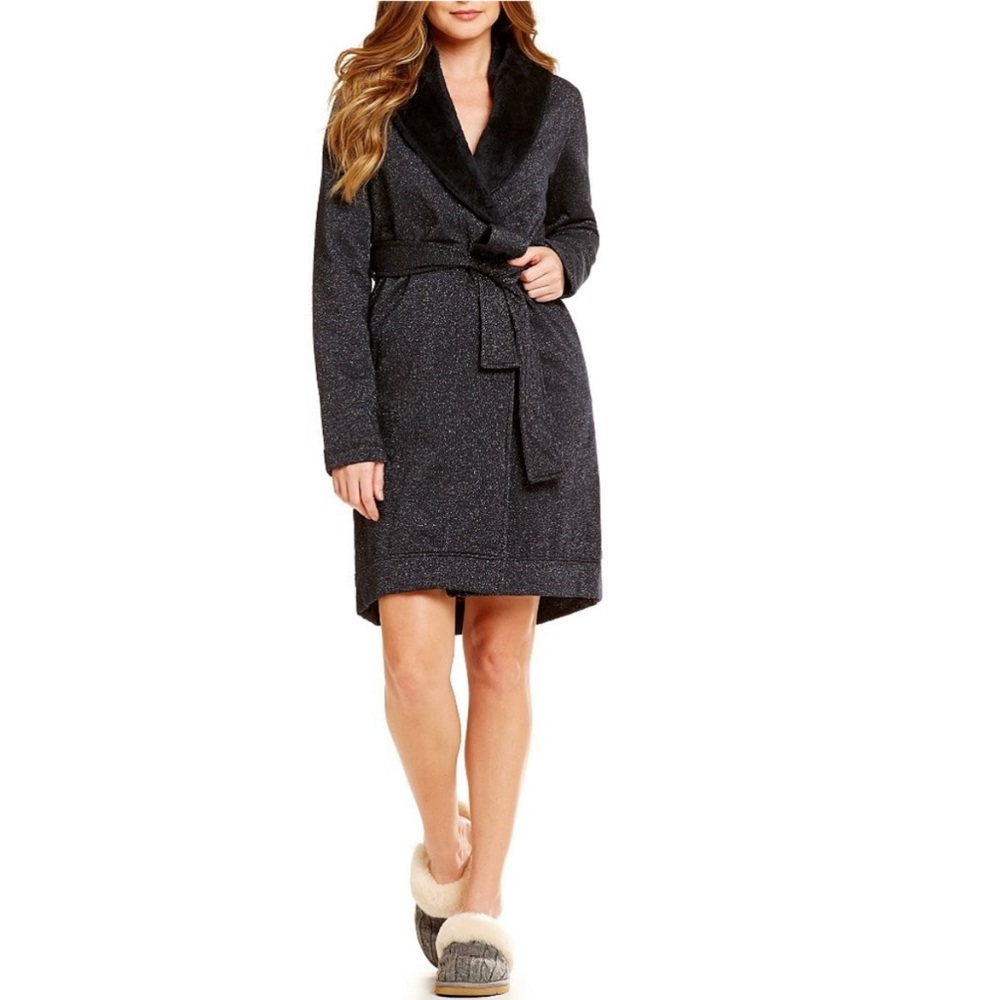 UGG Women's Sparkling robe with Faux Fur Collar